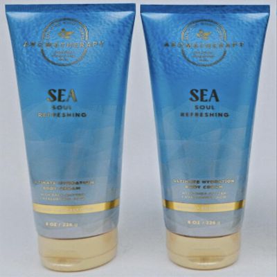 2 Aromatherapy SEA SOUL REFRESHING JASMINE EUCALYPTUS cream Ultimate Hydration Bath & Body Cream 8 fl oz