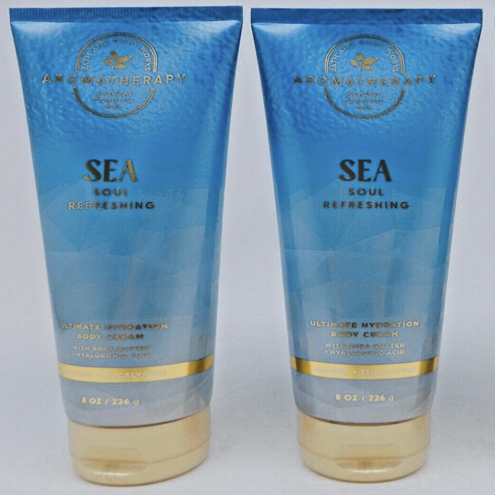 2 Aromatherapy SEA SOUL REFRESHING JASMINE EUCALYPTUS cream Ultimate Hydration Bath & Body Cream 8 fl oz