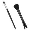 2pcs Nose Contour Brushes, 5.31 Inch 2-in-1 U-Shaped Fluffy and Angled Brush Set Nose Shaper Practical Makeup Tools for Sculpting, Highlighting, Defining (Black Rod & Black Bristles) view 1
