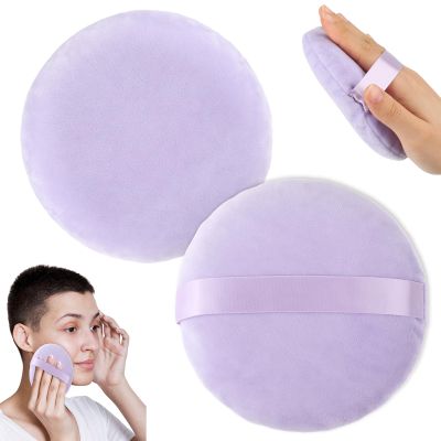 2Pcs Powder Puff, makeup Sponges 5 inch Cotton Super Soft Large Body Powder Puffs for Women Female for Face Cleaning Makeup Foundation Blending Gift for Girlfriend WifeLight Purple