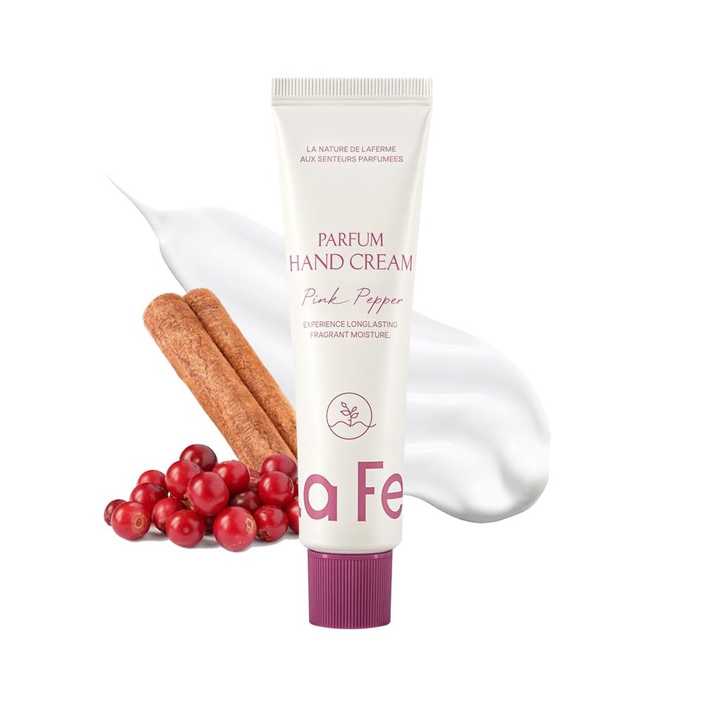 laferme Perfume Hand Cream 2.02 Fl. Oz. (Pink Pepper) | Non Sticky Vegan & Travel-Sized Hand Lotion with Shea Butter | Hydrating & Nourishing for Dry Skin, Korean Skincare for Women & Men