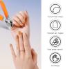 2 Pcs Wide Jaw Opening Anti-Splash Slanted Nail Clipper, Slanted Nail Clippers for Thick Nails Seniors, Toe Nail Clippers with Catcher(Orange/Black) view 3