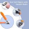 2 Pcs Wide Jaw Opening Anti-Splash Slanted Nail Clipper, Slanted Nail Clippers for Thick Nails Seniors, Toe Nail Clippers with Catcher(Orange/Black) view 4