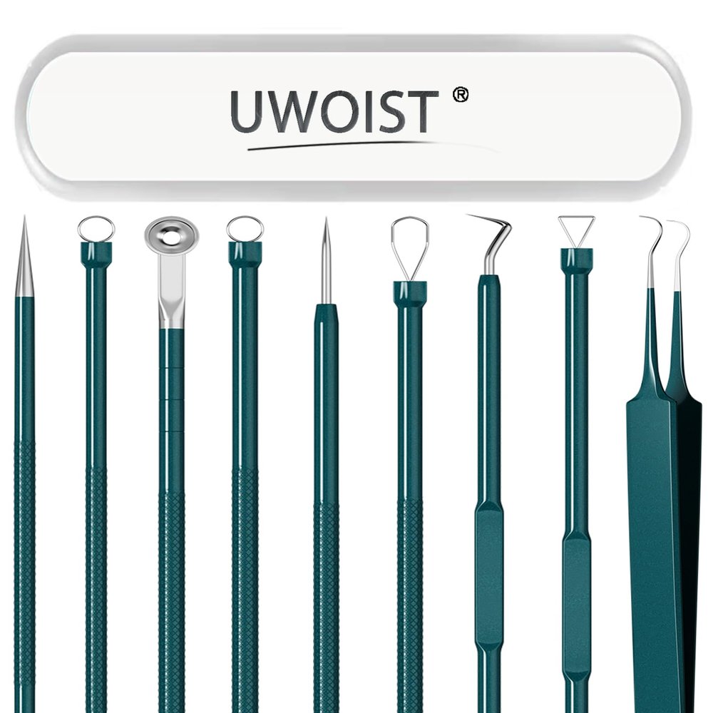 Blackhead Remover Tools Pimple Popper Tool Kit Comedones Extractor Acne Removal Kit for Whitehead, Blemish, Popping. 5pcs Pimple Extractor with Blackhead Tweezers for Nose Face