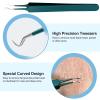 Blackhead Remover Tools Pimple Popper Tool Kit Comedones Extractor Acne Removal Kit for Whitehead, Blemish, Popping. 5pcs Pimple Extractor with Blackhead Tweezers for Nose Face view 4