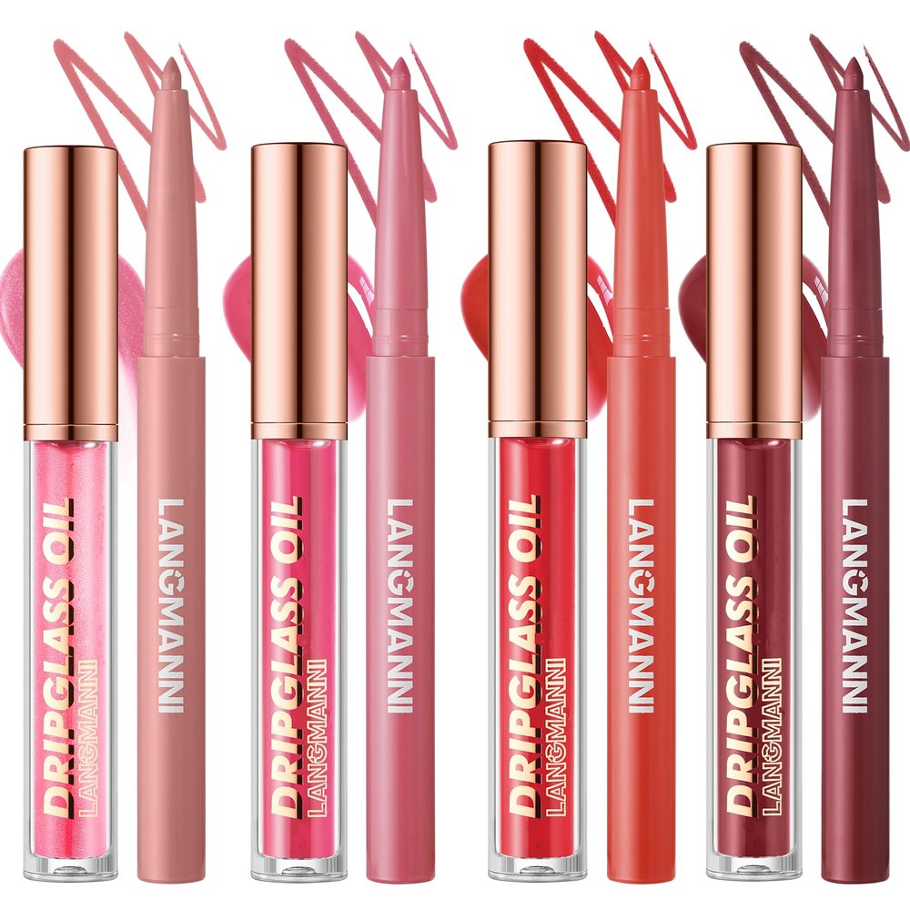 Jolilab Matte Lip Liner Lip Oil Set, Lip Makeup Set Natural Smooth Long-Lasting And Hydrating Beauty Daily Cosmetics Gift for Women Easy-to-Use10pcs