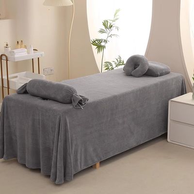 Gray,70 * 190cm(R),LDLCYCN Massage Table Bed Skirt with Face Hole Spa Bed Cover Velvet Massage Bed Sheet Massage Table Skirt for Salon Beauty Massage Spa Couch Cover with Skirt All-Round Wrap