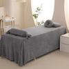 Gray,70 * 190cm(R),LDLCYCN Massage Table Bed Skirt with Face Hole Spa Bed Cover Velvet Massage Bed Sheet Massage Table Skirt for Salon Beauty Massage Spa Couch Cover with Skirt All-Round Wrap view 1