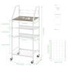 OYEAL White Bathroom Storage Cart Rolling Towel Cart On Wheels Freestanding Bathroom Shelf Unit with Hair Dryer Holder for Small Spaces, Living Room, Kitchen view 3
