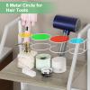 OYEAL White Bathroom Storage Cart Rolling Towel Cart On Wheels Freestanding Bathroom Shelf Unit with Hair Dryer Holder for Small Spaces, Living Room, Kitchen view 4