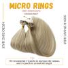 Highlight Micro Ring Remy Human Hair Extensions, Ombre Platinum Blonde Mixed Beige Blonde Pre Bonded Micro Tip Human Hair Extensions for Women 50g/50s 16inch Straight view 4