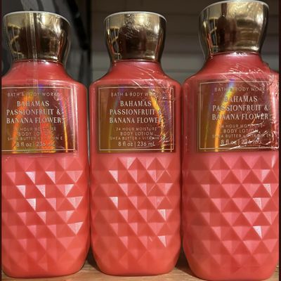 3 BAHAMAS PASSIONFRUIT BANANA FLOWER Bath & Body Super Smooth Body Lotion 8 OZ