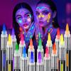 ThEast 16 Glow in the Dark Body Paint, UV Neon Face Paint Markers, Glow Face Painting, Washable Tattoo Markers for Skin, Halloween Makeup for Party view 1