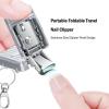 ABLY Portable Foldable Travel Nail Clipper, Stainless Steel Splash Proof Design, Mini Nail Trimmer Perfect for Home and Outdoor Us (Grey) view 4