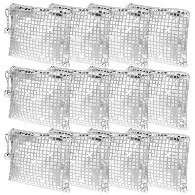 12 Pcs Disco Cosmetic Bags with Zipper Disco Party Favors Silver Glitter Sequin Mirror Makeup Bags for Bachelorette Bridal Shower Wedding 70s 80s 90s Disco Ball Party Favors