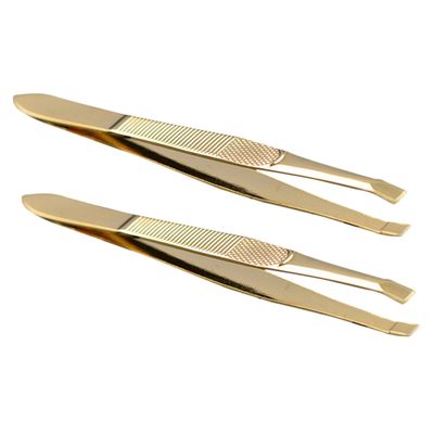 Didiseaon 2pcs Stainless Steel Eyebrow Tweezers for Removal and Grooming Plated Beauty Tools for Eyelash Extensions and Crafting