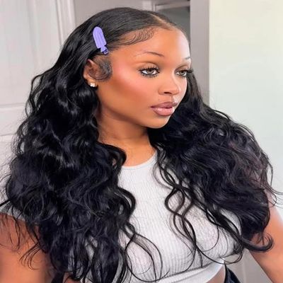 Enivuoso V Part Wig Curly Wig Afro Loose Wave Wear and Go Glueless Wigs for Black Women, Synthetic Hair Full Head Clip in Half Wig as Human Hair No Leave Out (Black, 20 Inch)
