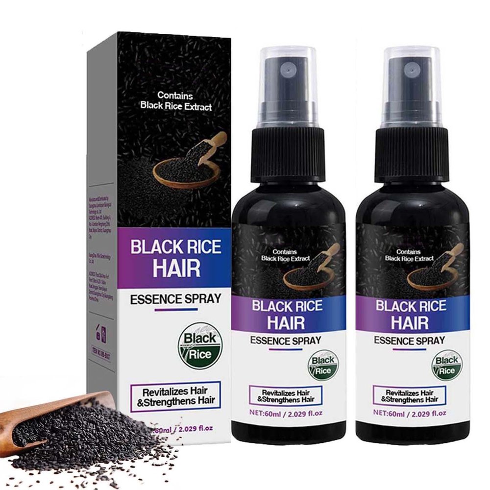 2-Pack Black Rice Water Spray, Organic Black Rice Water Hair Serum Spray  Repairs Damage, Dry Hair, Reduces Hair Loss & Boosts Thickness for Longer, Fuller Hair (2 x 100ml)
