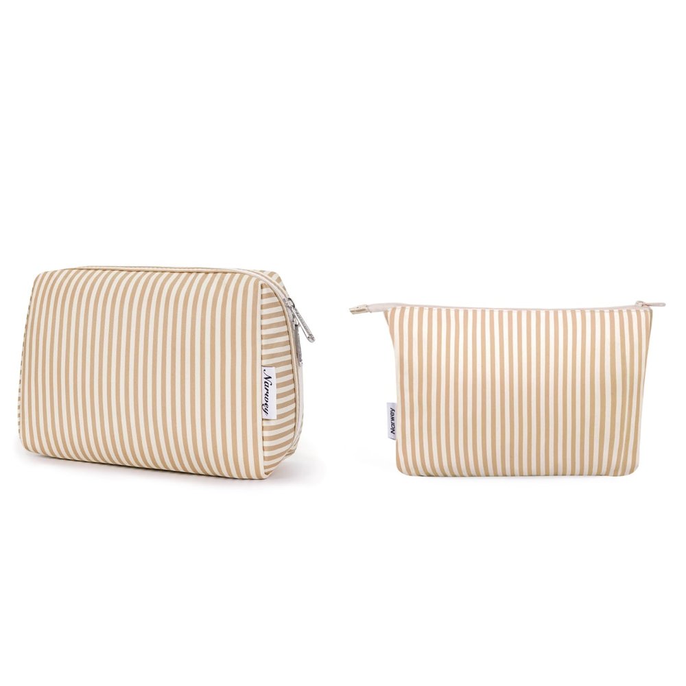 Narwey Striped Makeup Bag with Small Makeup Bag for Purse