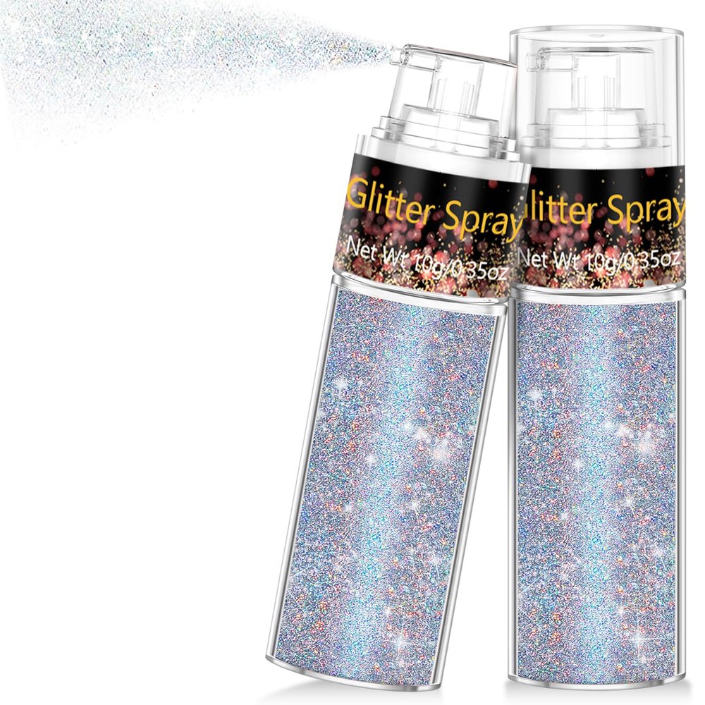 Hair and Body Glitter Spray, 1PC Glint-Rainbow Glitter Hairspray Dry Powder Makeup for Clothes, Festival Rave Prom Loose Sparkle Powder,Holographic Ultra Fine Resin Glitters for Crafts (Glint-Rainbow)