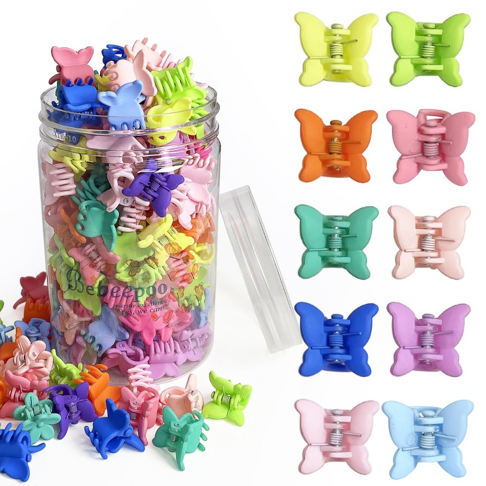 Mini Butterfly Hair Claw Clips, Butterfly Hair Clips for Girls 100 Pack -10 Assorted Colorful Hair Accessories for Girls and Women - 90s Y2K Cute, Small