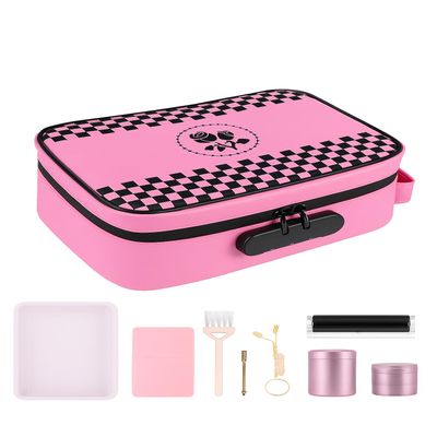ANZOME Large Smell Proof Storage Bag with 7 Accessories, Lockable Stash Box with Combination Lock, Portable Travel Organizer Case with Activated Charcoal, Pink Gift for Women