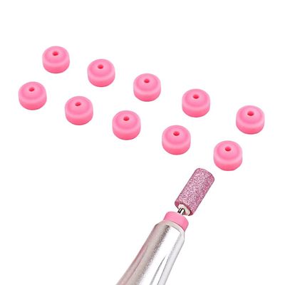 10Pcs Pink Silicone Nail Drill Dust Collector Drills Bits Dust Stopper Electric Nail Filer Dust-Proof Protector Caps Nail Art Tools Tech Supplies for DIY Salon Acrylic Nails