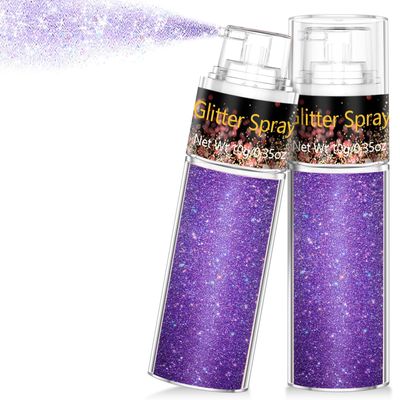 Hair and Body Glitter Spray, 1PC Purple Glitter Hairspray Dry Powder Makeup for Clothes, Festival Rave Prom Loose Sparkle Powder,Holographic Ultra Fine Resin Glitters for Crafts,10g (1PC Purple)