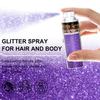 Hair and Body Glitter Spray, 1PC Purple Glitter Hairspray Dry Powder Makeup for Clothes, Festival Rave Prom Loose Sparkle Powder,Holographic Ultra Fine Resin Glitters for Crafts,10g (1PC Purple) view 2
