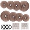 FANDAMEI Hair Bun Maker Set- 8 PCS Hair Donuts for Buns (2 Extra-large,2 Large,2 Medium and 2 Small), 40 PCS Bobby Pins, 5 PCS Hair Elastic Ties Black,Bun Maker - Tan Brown view 1