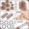 FANDAMEI Hair Bun Maker Set- 8 PCS Hair Donuts for Buns (2 Extra-large,2 Large,2 Medium and 2 Small), 40 PCS Bobby Pins, 5 PCS Hair Elastic Ties Black,Bun Maker - Tan Brown view 3