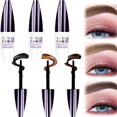 Easy Peel-Off Eyebrow Gel- Waterproof & Sweatproof, Tattoo Eyebrow Gel Easy Peel Off for Women, Long-Lasting Eye Brow Tinted Cream for All Skin Types (3PCS)