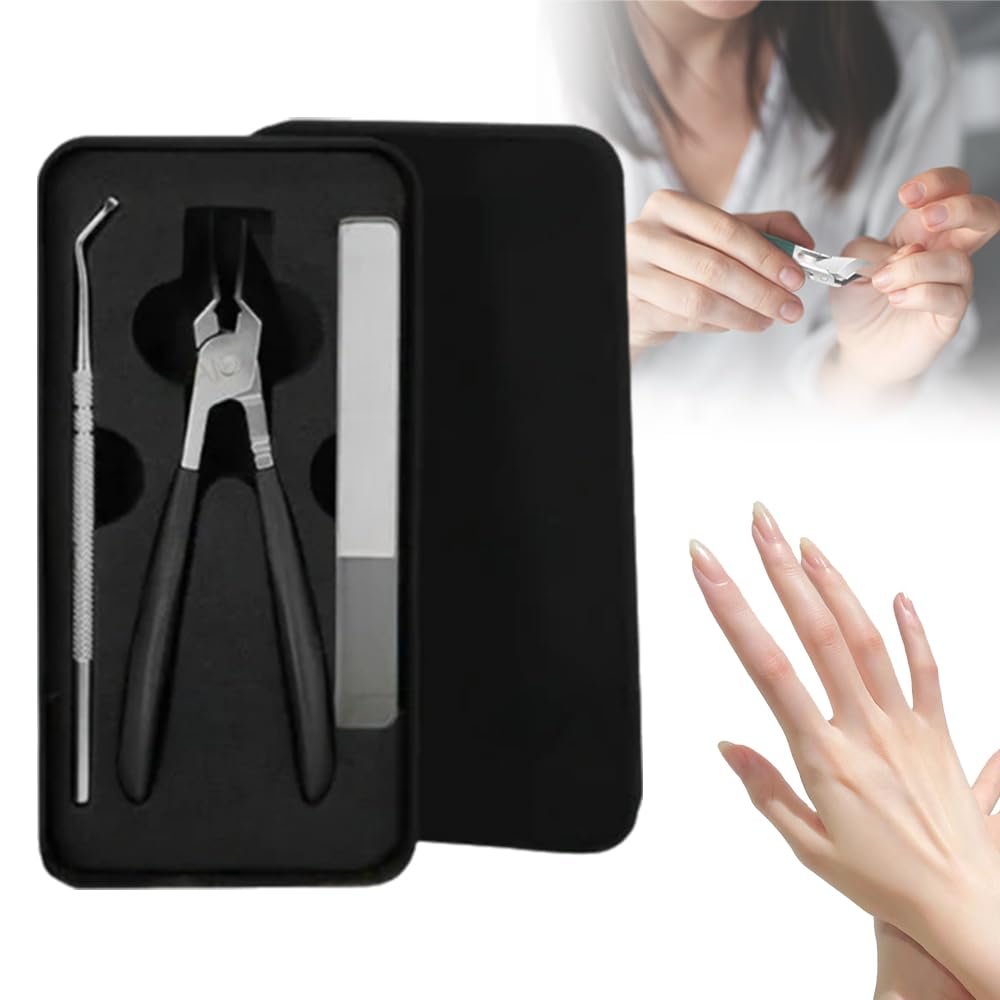 Wide Jaw Opening Anti-Splash Slanted Nail Clipper, New Wide Mouth Toenail Household Slanted Nail Clipper Set (Black Set)