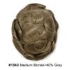 FNY HAIR Ultra Thin Skin Mens Toupee Hair Piece Indian Remy Human Hair Replacement System V-Looped PU Toupee for Men #1840 18# MEDIUM BLONDE WITH 40% SYNTHETIC GREY 8X10-80% Light Density view 2