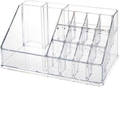 16 Compartment Cosmetic Display Cases Makeup Lipstick Storage Organizer Holder Box Case,Transparent (22L x 12.2W x 7.5H)