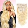 Clip in Hair Extensions Real Human Hair 12 Inch Blonde Body Wave Clip in Hair Extensions 100% Brazilian Remy Human Hair Extension for Women 8pcs 100g Per Set with 20 Clips Double Weft view 1