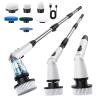 11 in 1 Electric Spin Scrubber Cordless Cleaning Brush 3 Adjustable Angles 2 Adjustable Speeds LED Display Shower Cleaner Brush Supplies Extension Long Handle for Bathroom Floor Tile Toilet Waterproof view 1