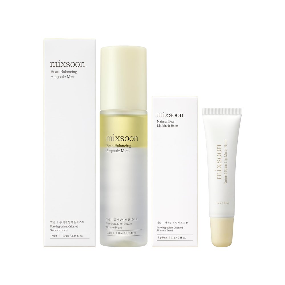 mixsoon mixoon Flight SkinCare Routine Set - Bean Ampoule Mist 100ml + Bean Lip Mask Balm 11g