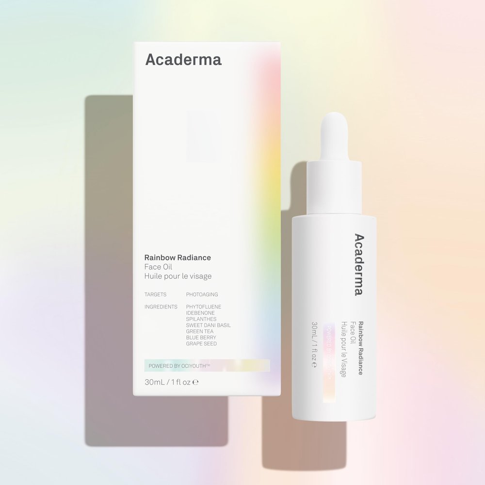 Acaderma Rainbow Radiance Face Oil, Anti-aging Facial Treatment, 1 fl oz