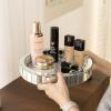 12in Round Rotating Organizer Tray,Silver Mirror Glass Coffee Table Tray,Table Centerpieces Decorative Trays for Home Decor,Living Room, Modern Decorative Trays, Centerpiece Trays view 2