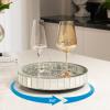 12in Round Rotating Organizer Tray,Silver Mirror Glass Coffee Table Tray,Table Centerpieces Decorative Trays for Home Decor,Living Room, Modern Decorative Trays, Centerpiece Trays view 3