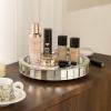 12in Round Rotating Organizer Tray,Silver Mirror Glass Coffee Table Tray,Table Centerpieces Decorative Trays for Home Decor,Living Room, Modern Decorative Trays, Centerpiece Trays view 4