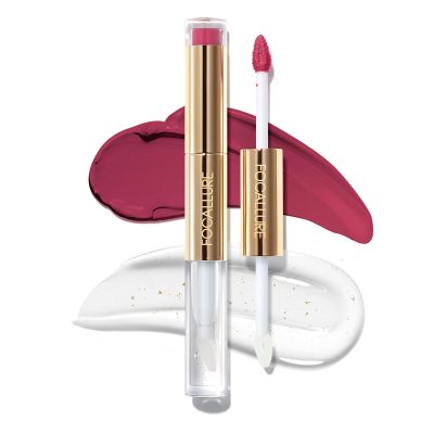 FOCALLURE 2-in-1 Lip Stain & Gloss Oil, Long-Lasting Transfer Proof Lip Tint with Non-Sticky Hydrating Formula, High-Pigment Waterproof Lip Gloss for Daily & Evening Wear,PP01 BERRY PIE