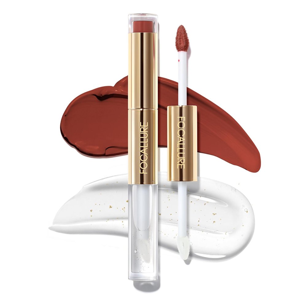 FOCALLURE 2-in-1 Lip Stain & Gloss Oil, Long-Lasting Transfer Proof Lip Tint with Non-Sticky Hydrating Formula, High-Pigment Waterproof Lip Gloss for Daily & Evening Wear,BB01 HAZELNUT SPREAD
