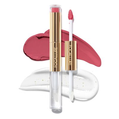 FOCALLURE 2-in-1 Lip Stain & Gloss Oil, Long-Lasting Transfer Proof Lip Tint with Non-Sticky Hydrating Formula, High-Pigment Waterproof Lip Gloss for Daily & Evening Wear,PK01 STRAWBERRY ICE
