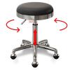 HDDNMLOH Adjustable Stool with Wheels, Swivel Seat and Adjustable Height, Workshop Wheeled Stool, 360 Adjustable Round PU Leather Swivel Stool, Salon Chair(Blue) view 3