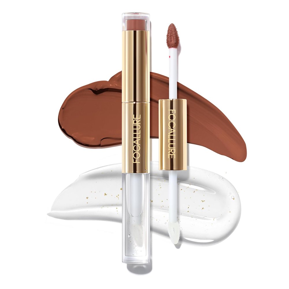 FOCALLURE 2-in-1 Lip Stain & Gloss Oil, Long-Lasting Transfer Proof Lip Tint with Non-Sticky Hydrating Formula, High-Pigment Waterproof Lip Gloss for Daily & Evening Wear,BB02 CHOCOLATE LATTE