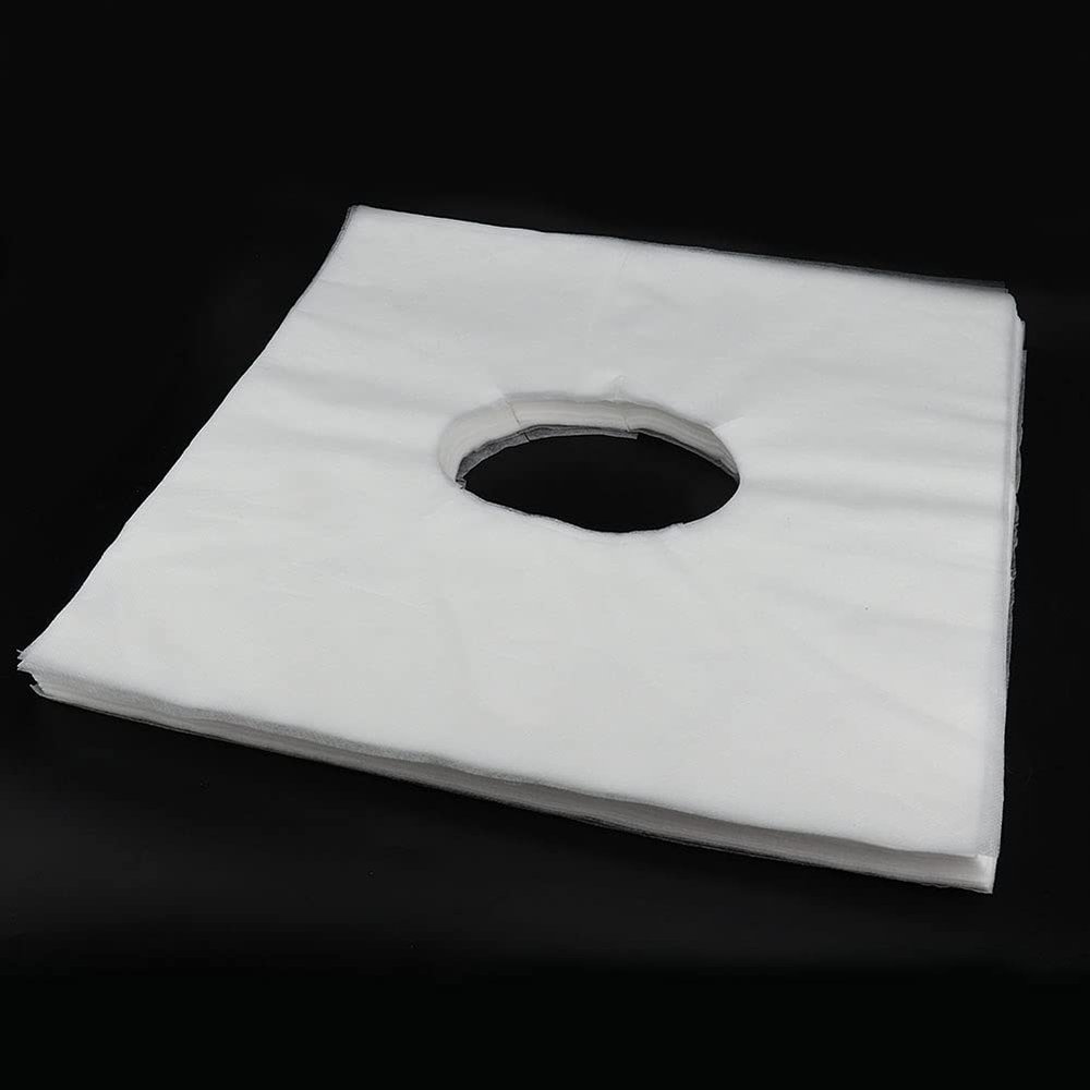 Face Cradle Covers, Massage Table Headrest Face Hole Cover Non Woven Fabrics Disposable Beauty Salon Bed Face Pillow for Massage Massage Table Pillow Cover (White Sun Hole Scarf)
