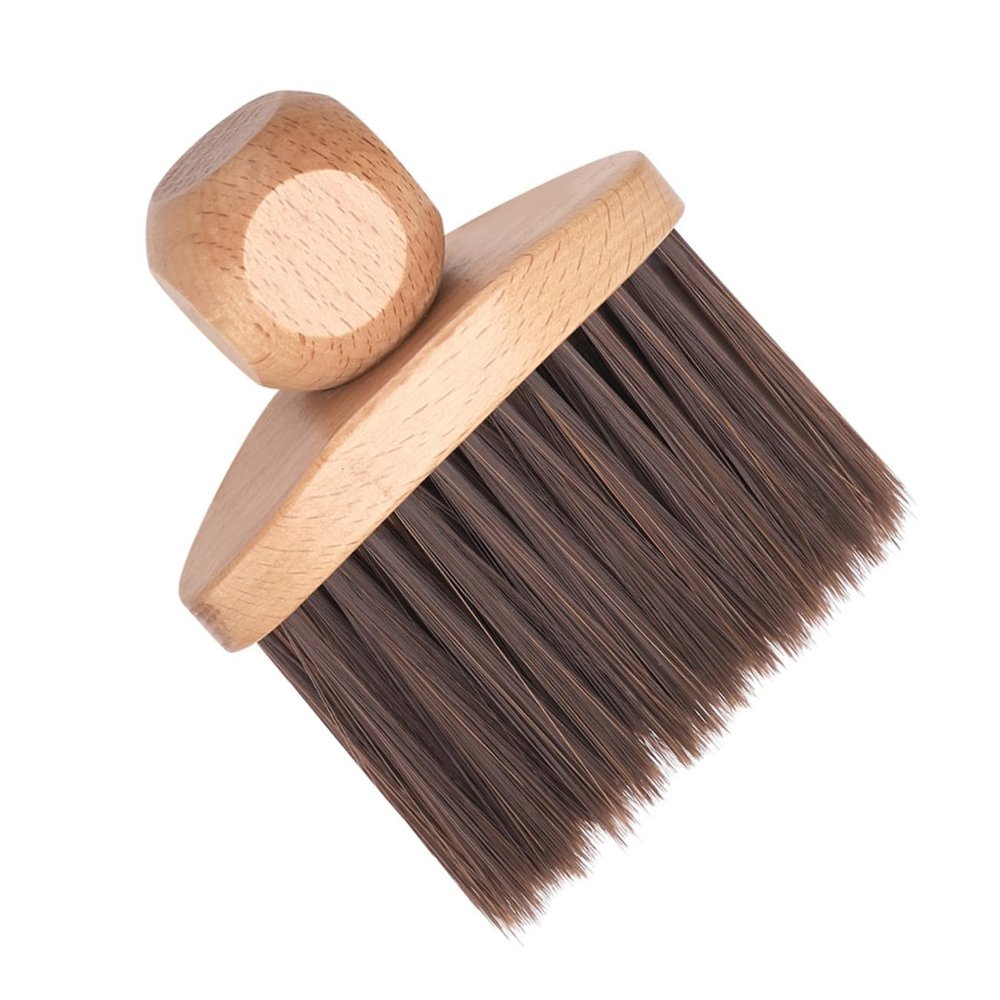 PACKOVE Neck Duster Brush Wooden Handle for Hair Cleaning Professional Hairdresser Tool for Salon Use Efficient Hair Removal for Clients Gentle Soft Bristles for Comfort