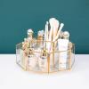 5-Compartment Spinning Cosmetic Display Tray Turntable Makeup Box Countertop and Vanity Tray for Bathroom Drawers (Transparent) view 3